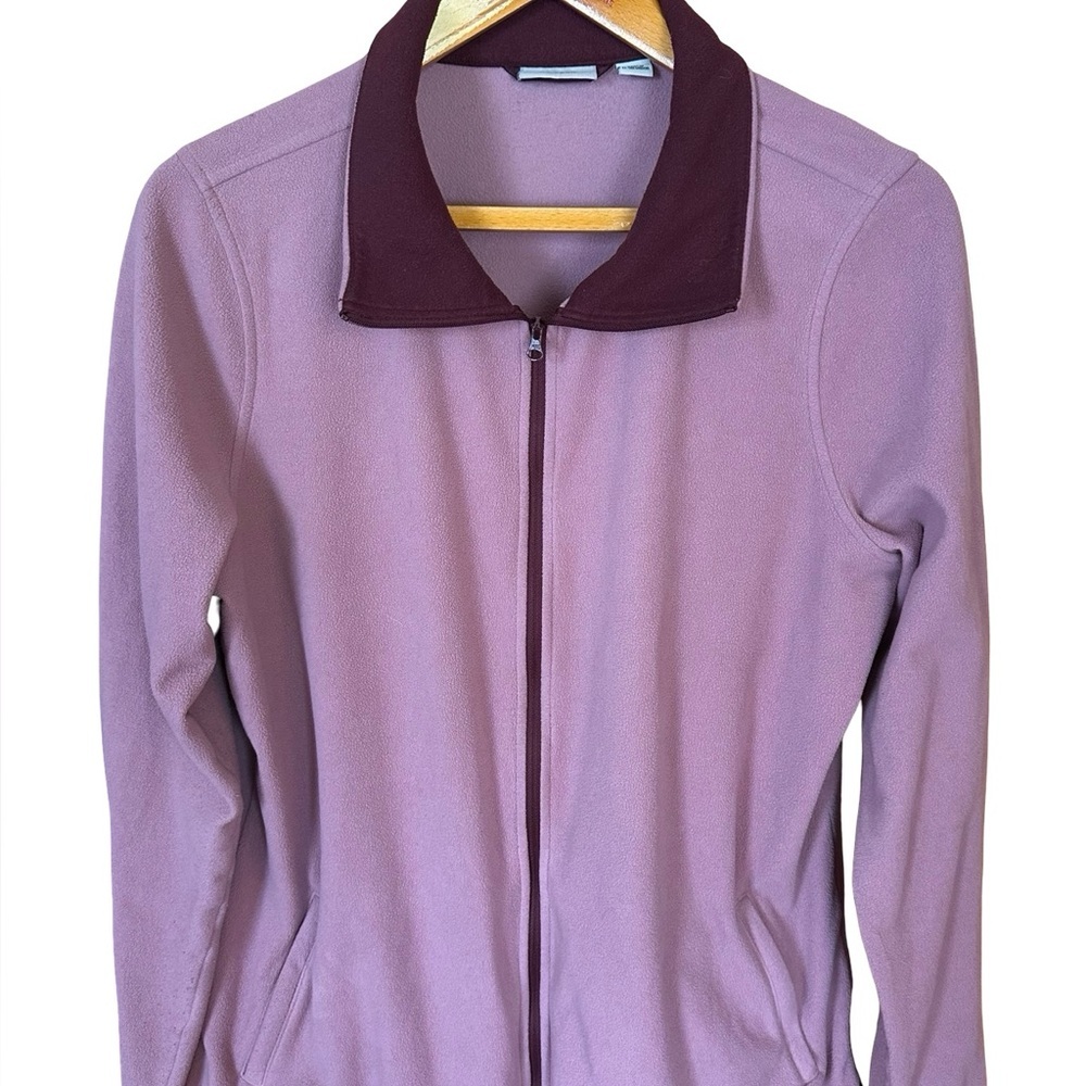 LL Bean Full Zip Lightweight Fleece Jacket Mauve L - Picture 2 of 8